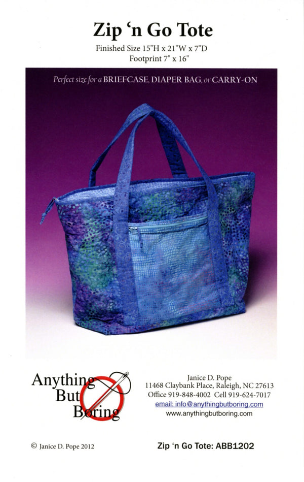 Zip 'n Go Tote Bag Sewing Pattern