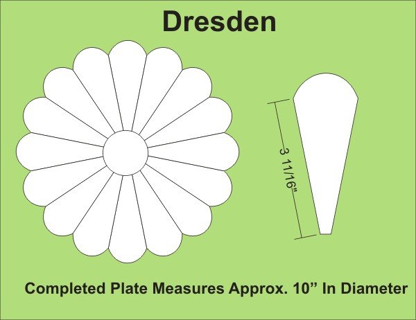 Paper Pieces Dresden Plate Paper Template Set for 10" or 12" Block