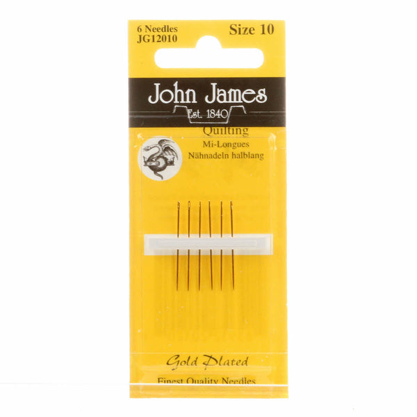 John James Gold Plated Quilting Between Needles Package of 6