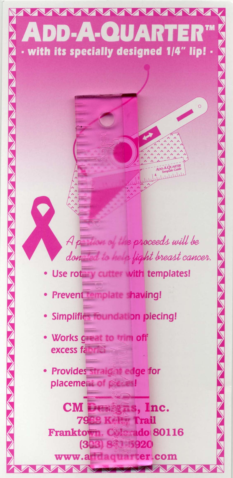 Quilter's Add A Quarter Ruler 6" Pink