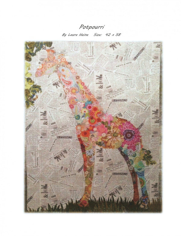 Potpourri Giraffe Collage Wall Hanging Quilt Pattern by Fiberworks