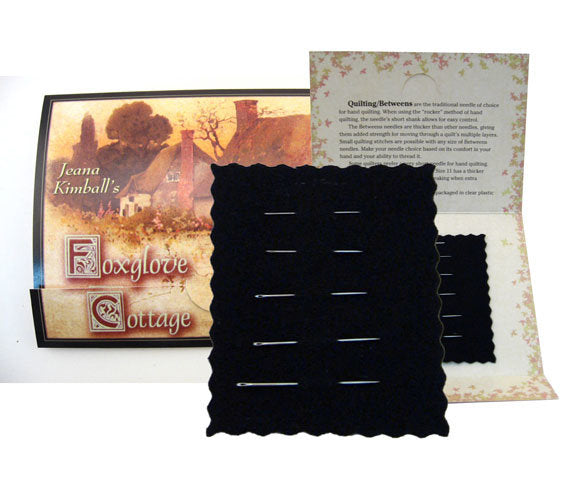 Jeana Kimball's Foxglove Cottage Betweens Quilting Needles Sampler Card of 5