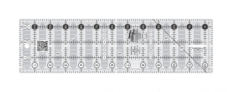 Creative Grids Quick Trim Ruler 3 1/2" x 12 1/2" for Circle Making & Trimming