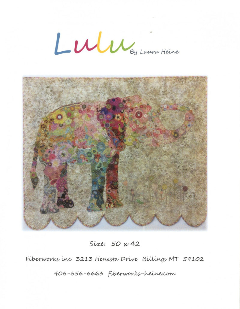 Lulu Elephant Collage Wall Hanging Quilt Pattern by Fiberworks