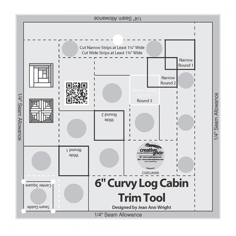 Creative Grids Curvy Log Cabin Trim Tool for 6" Blocks