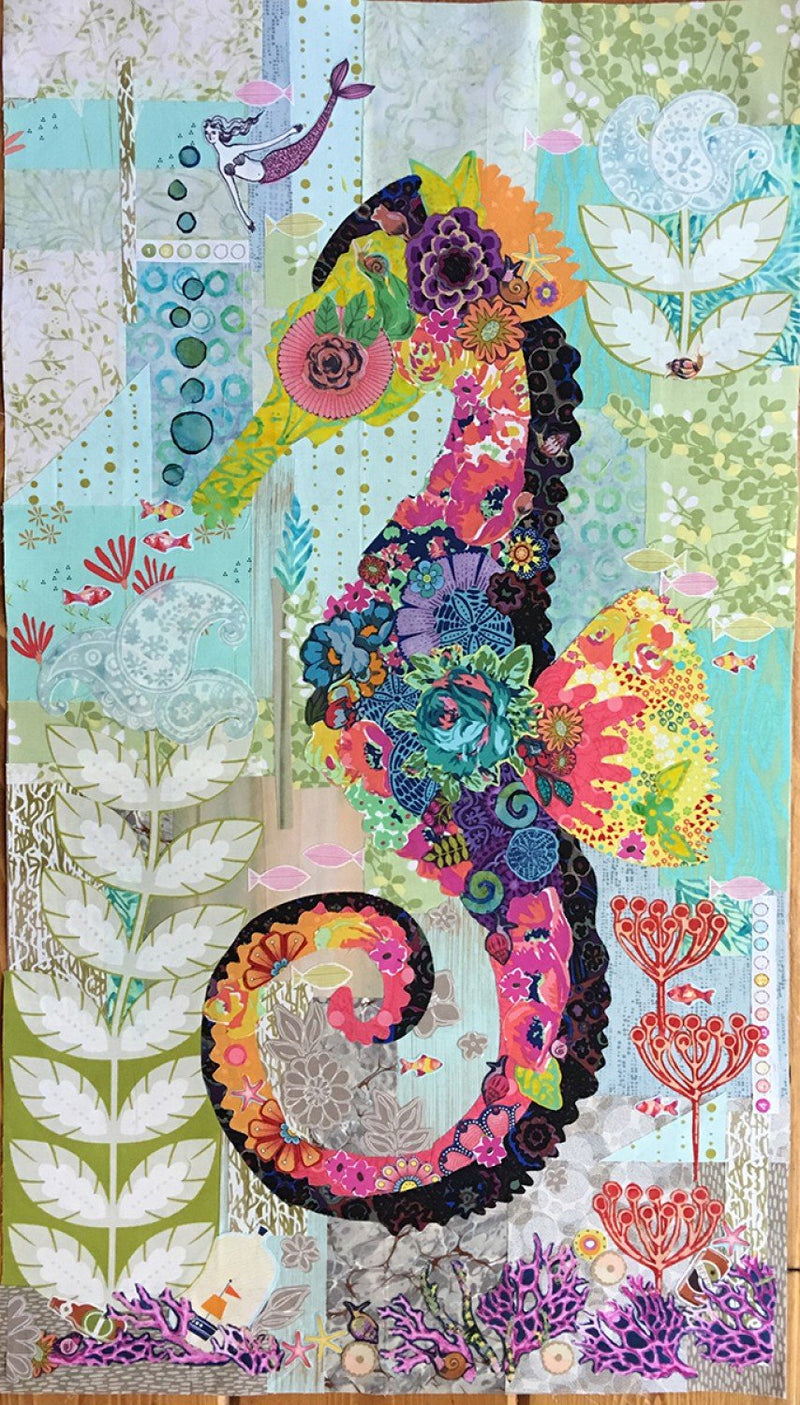 Mini Havana Seahorse Collage Wall Hanging Quilt Pattern by Fiberworks