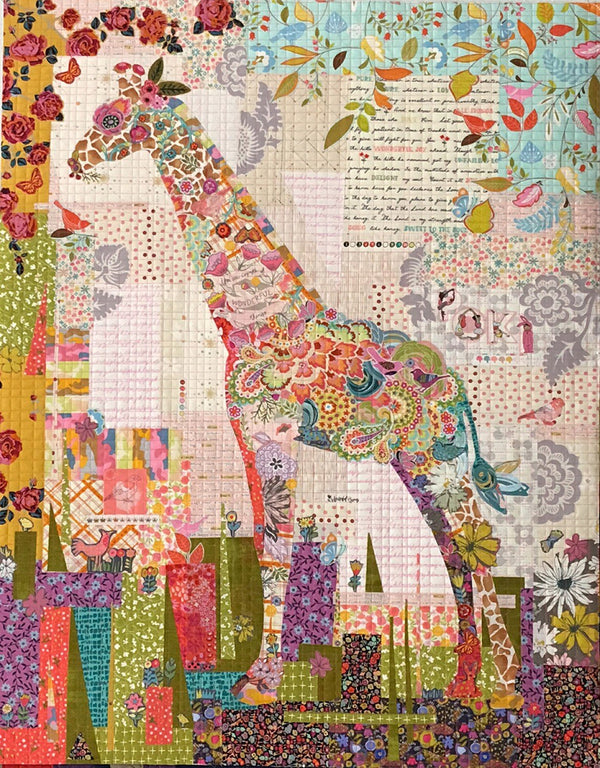 Poki Mini Giraffe Collage Wall Hanging Quilt Pattern by Fiberworks