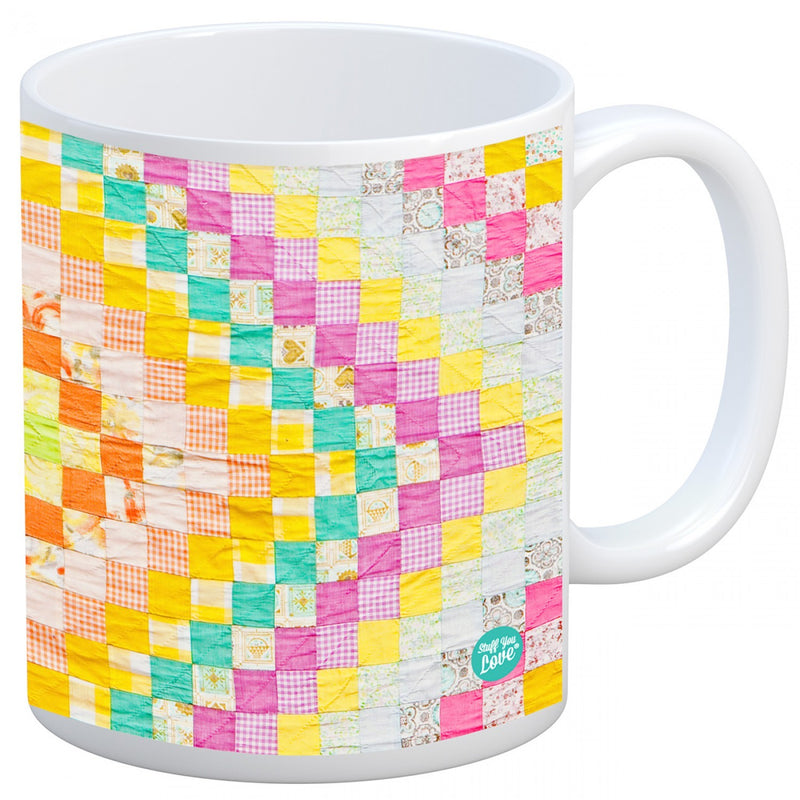 Quilt Happy Vintage Diamonds Quilt Pattern Ceramic Mug