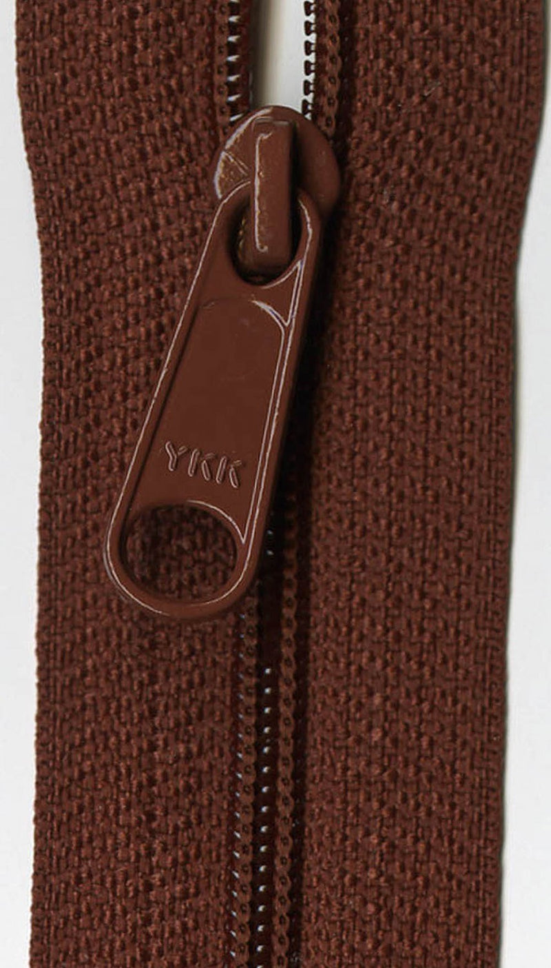 YKK Designer Accents Ziplon Closed Bottom Zipper, 22", Dark Rust