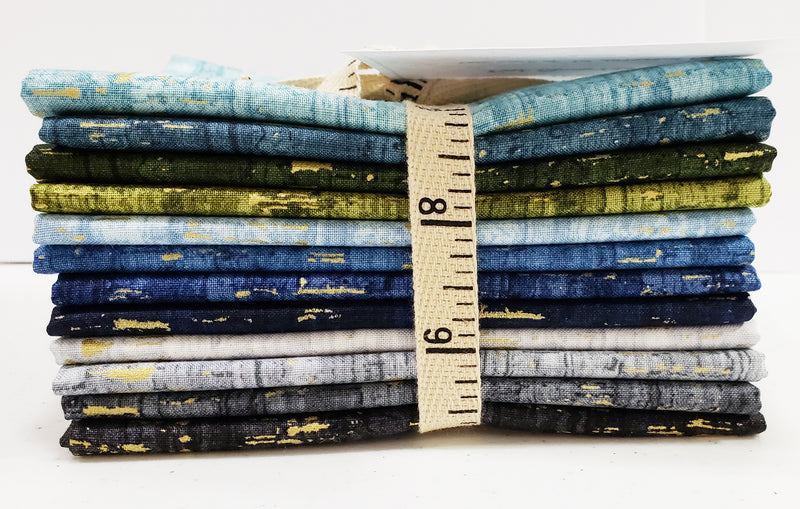 Windham Uncorked Cork Texture Quilt Fabric Fat Quarter Bundle of 12 Cool Colors