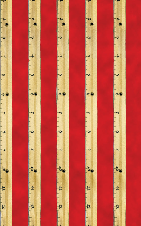 Quilting Treasures School Days Red Ruler Stripe Quilt Fabric Style 22251R