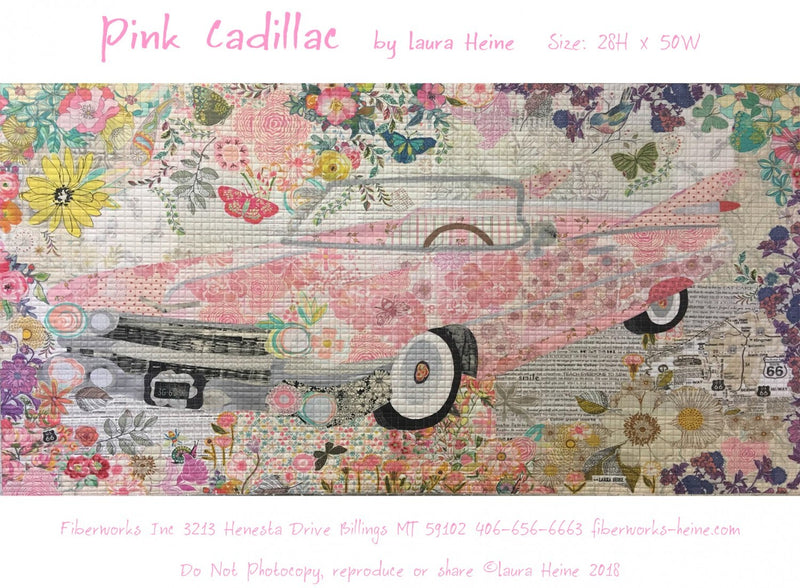 Pink Cadillac Collage Wall Hanging Quilt Pattern by Fiberworks