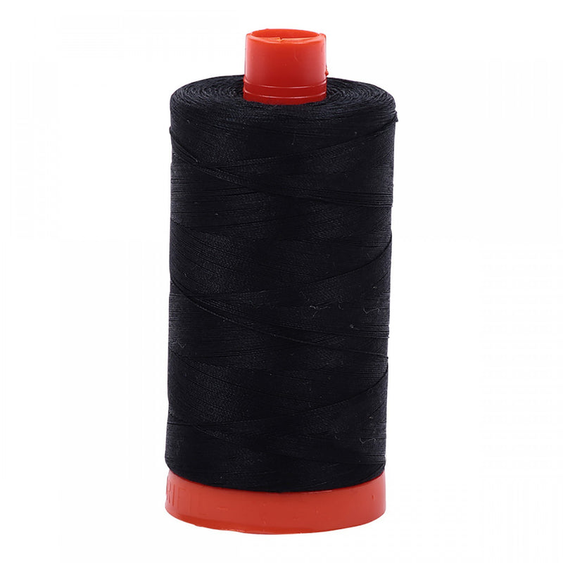 Aurifil Mako Cotton Thread 50 Weight 1422 Yard Spool Color 2692 Black