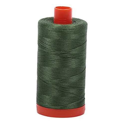 Aurifil Mako Cotton Thread 50 Weight 1422 Yard Spool Color 2890 Very Dark Grass Green