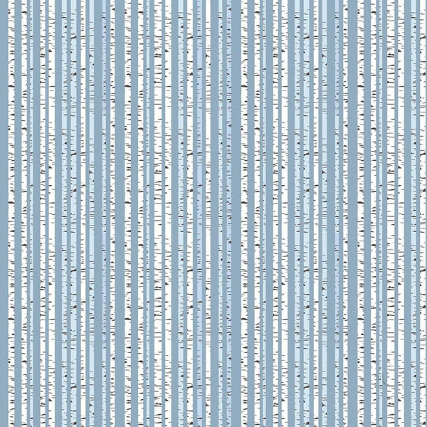 Patric Lose Let's Go Camping Birch Stripe Quilt Fabric Style 63934 Blue