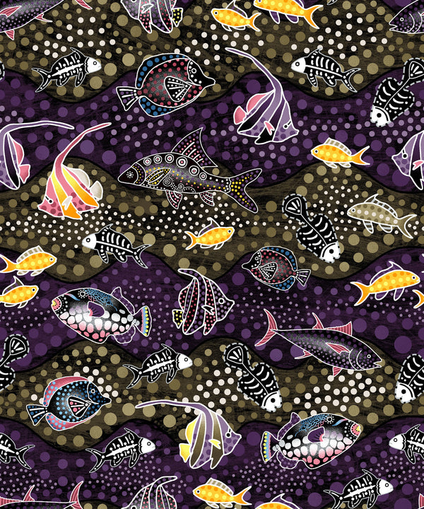 Way Under Quilt Fabric by Oasis Fabrics Fish Brown Style 60228/02