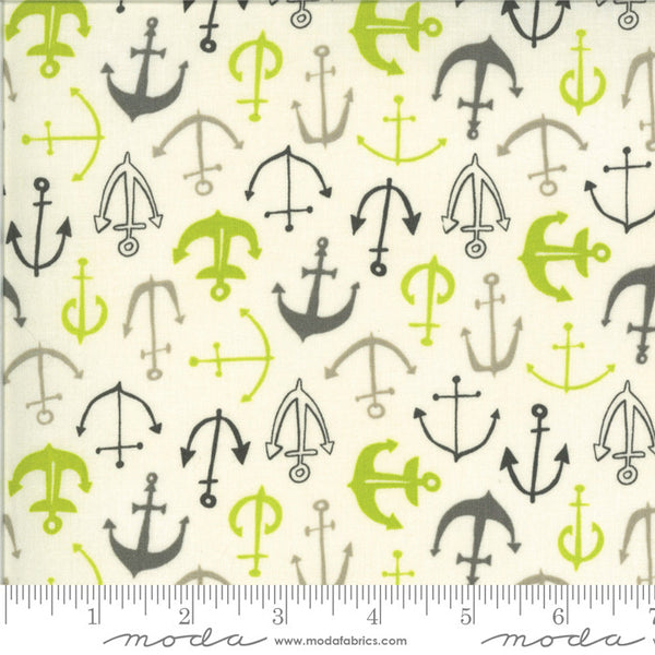 Moda Fish Tales by Annie Brady Quilt Fabric Anchors Style 16722/22 Kelp