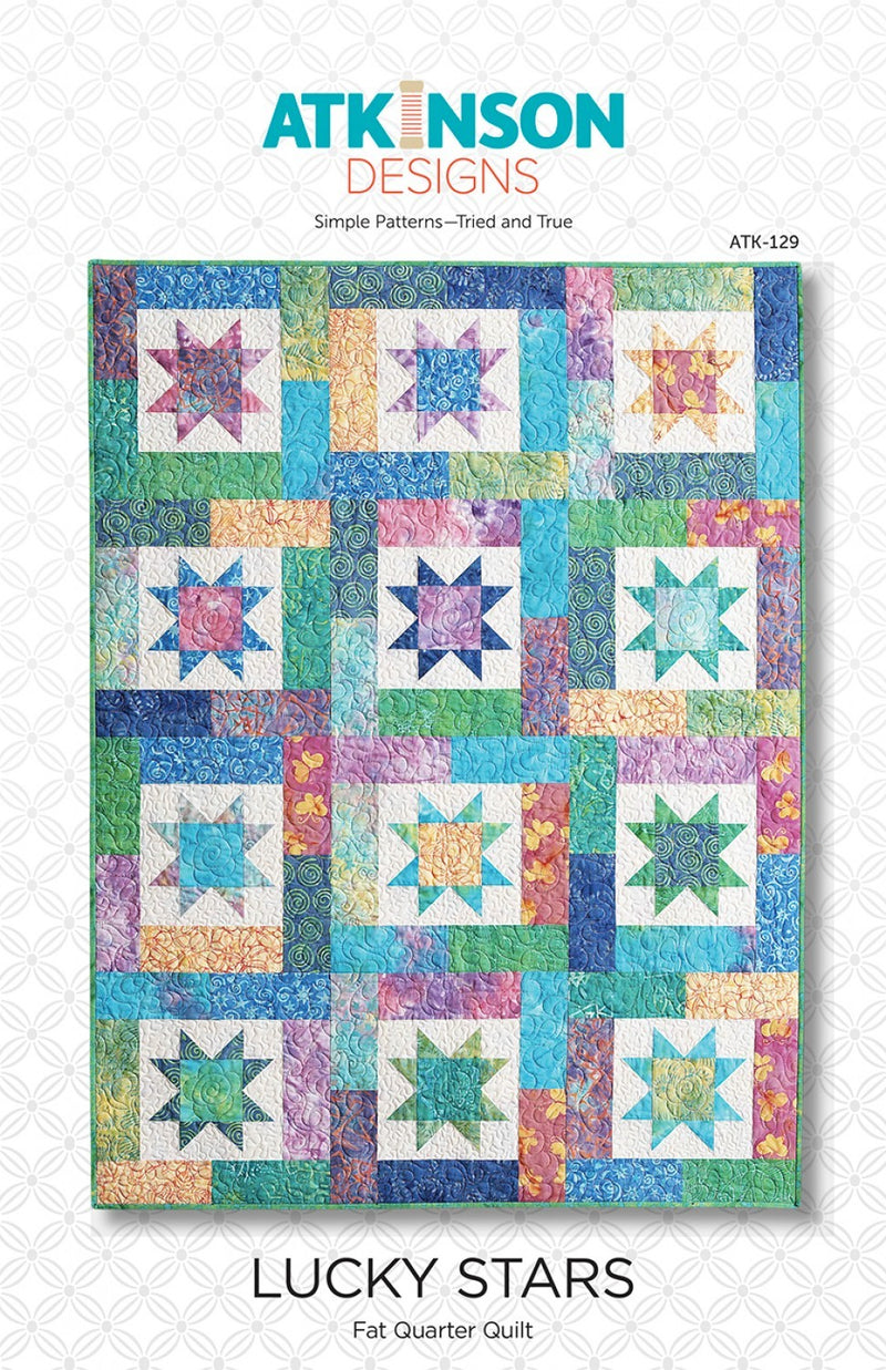 Atkinson Designs Lucky Stars Fat Quarter Quilt Pattern Makes 5 Sizes