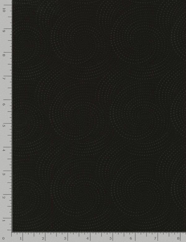 Timeless Treasures Hue Black on Black Quilt Fabric Spiral Dots Style C6076