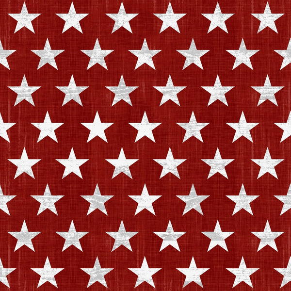 Henry Glass Live Free Patriotic Quilt Fabric White Stars on Red Style 9183/81