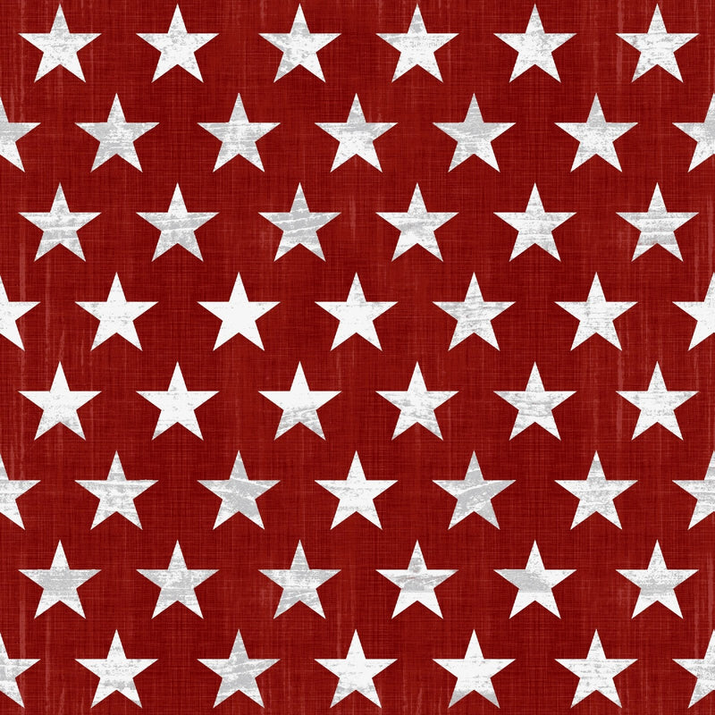 Henry Glass Live Free Patriotic Quilt Fabric White Stars on Red Style 9183/81