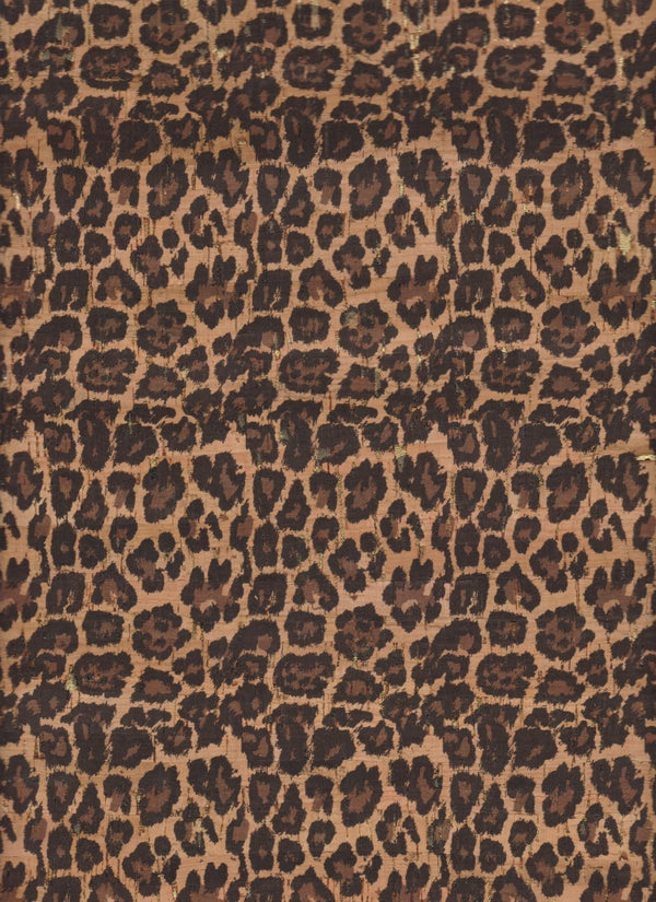 Belagio Real Cork Fabric Black Brown Leopard Print 25" Wide Sold By The Foot