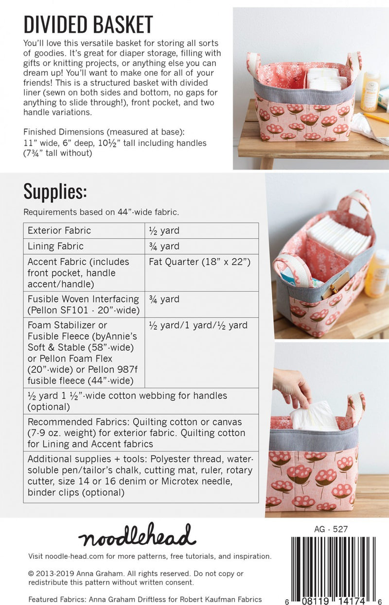 Divided Basket Sewing Pattern by Noodlehead