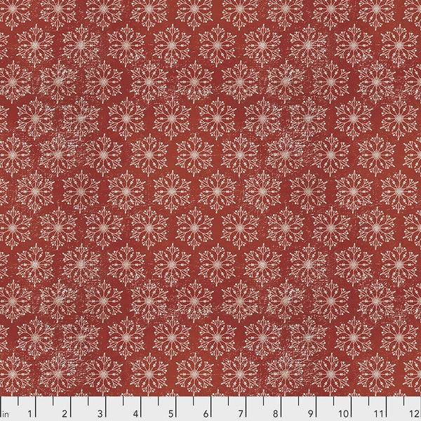 Tim Holtz Yuletide Quilt Fabric Snowflakes Style PWTH119 Red