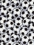 Timeless Treasures Packed Soccer Balls White Quilt Fabric Style C4820