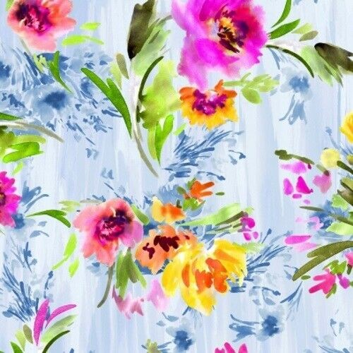 Timeless Treasures Fleur Blossom Quilt Fabric Style CD6740 Sky