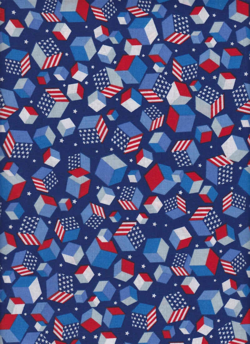 Made in the USA RWB Quilt Fabric Cubes Style 49528