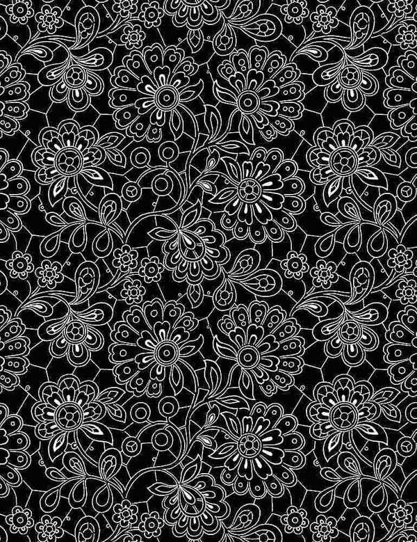 Timeless Treasures Inked Quilt Fabric Paisley Doodles Style C8734 Black