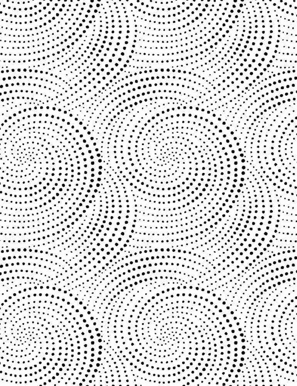 Timeless Treasures Inked Quilt Fabric Dotted Spirals Style C8737W White