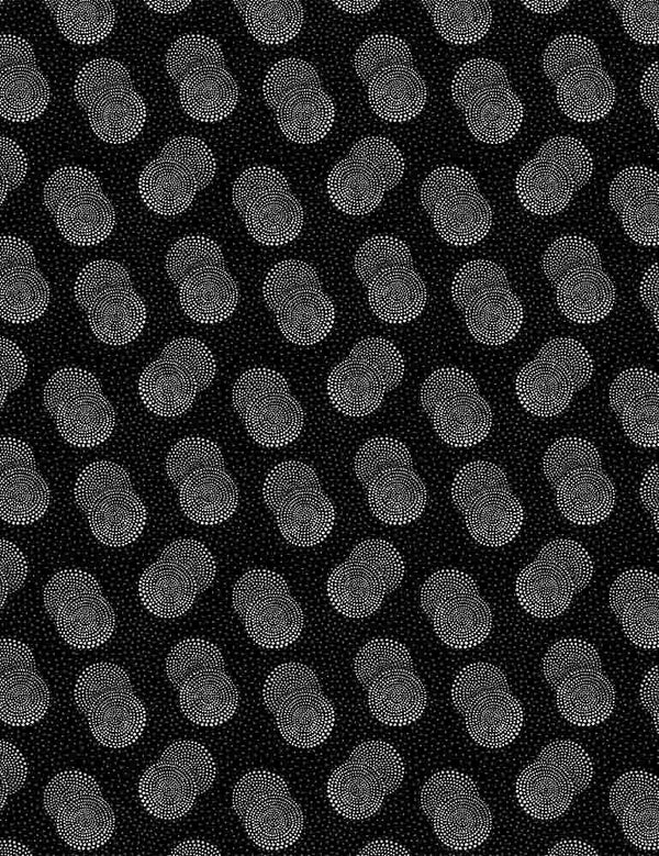 Timeless Treasures Inked Quilt Fabric Stamped Double Dots Style C8731B Black