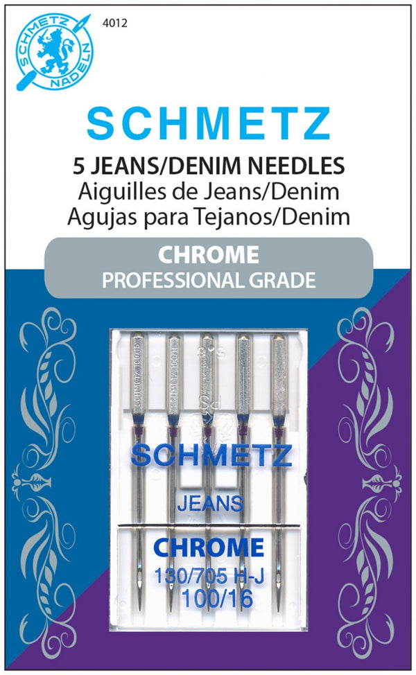 Schmetz Chrome Denim Jeans Sewing Machine Needles System 130/705 Size 100/16