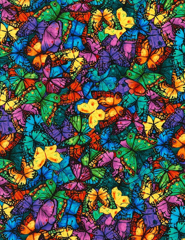 Timeless Treasures Packed Butterflies Quilt Fabric Style C6324 Bright