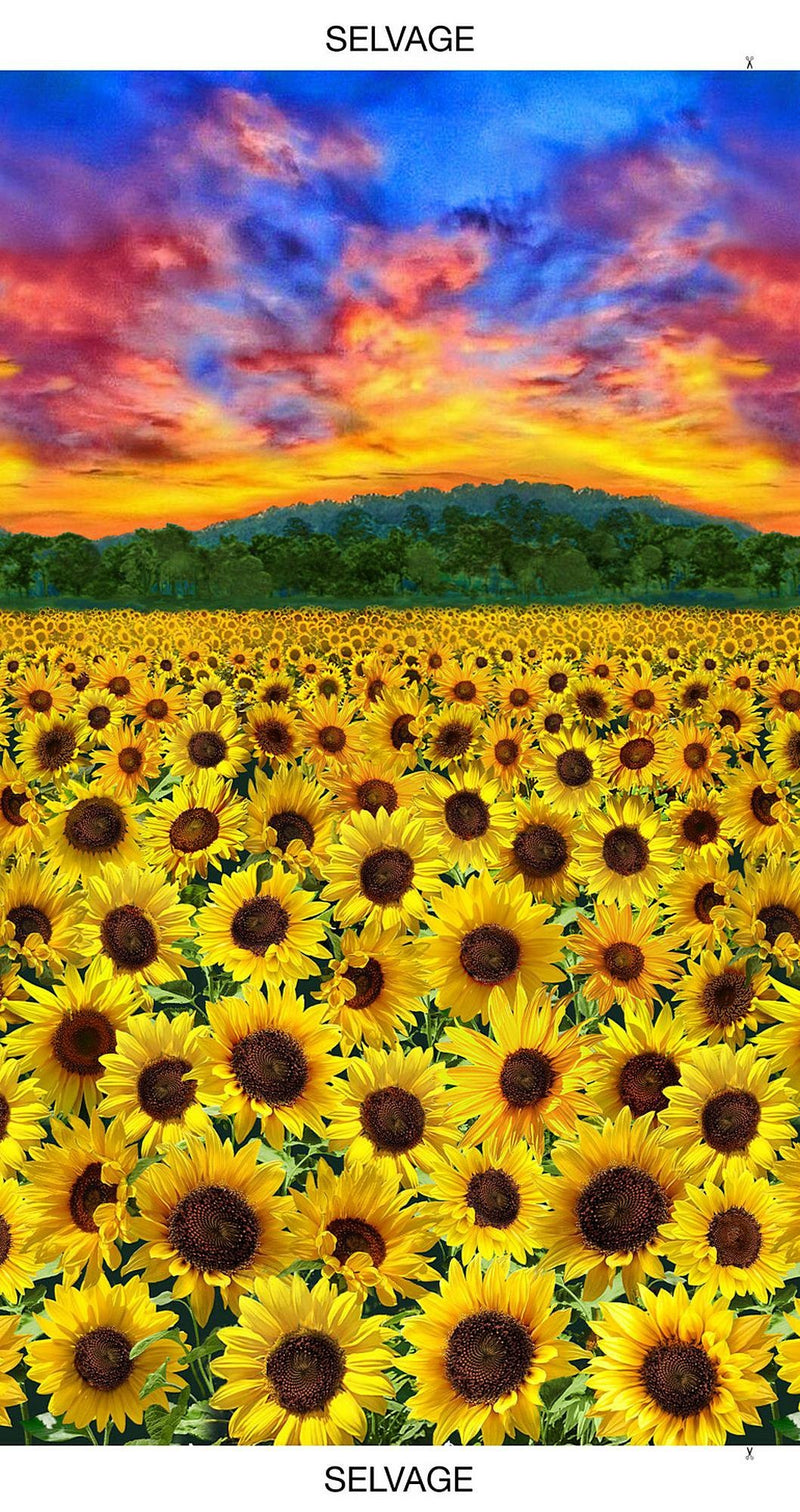 Timeless Treasures Sunflower Sunset Quilt Fabric 24" x 44" Panel C1131 Multi