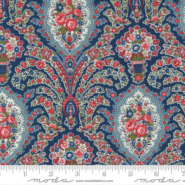 Minick & Simpson Newport Paisley Bouquets Quilt Fabric Style 14930/16 Indigo