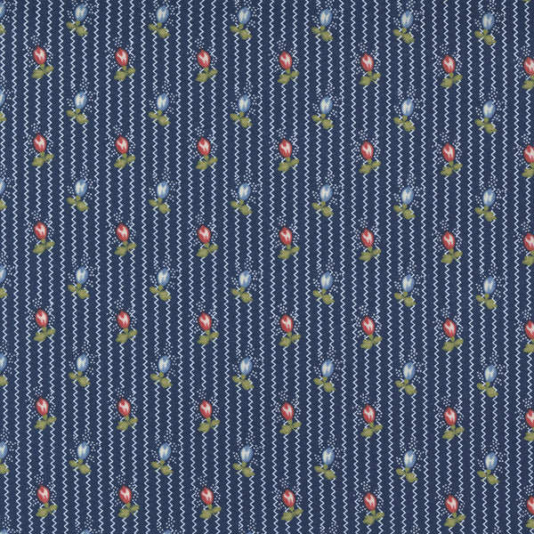 Minick & Simpson Newport Rosebud Stripe Quilt Fabric Style 14931/16 Indigo Blue