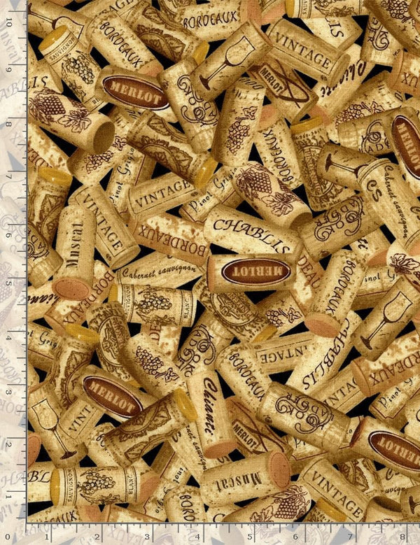 Timeless Treasures Quilt Fabric Packed Wine Corks Style C1377 Natural