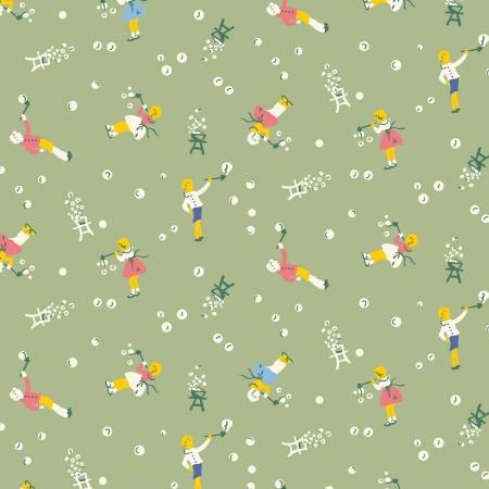 Aunt Grace Simply Charming Quilt Fabric Blowing Bubbles Style R350256 Green