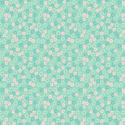 Nana Mae VI 30's Reproduction Quilt Fabric Tiny Daisies Style 365-60 Aqua