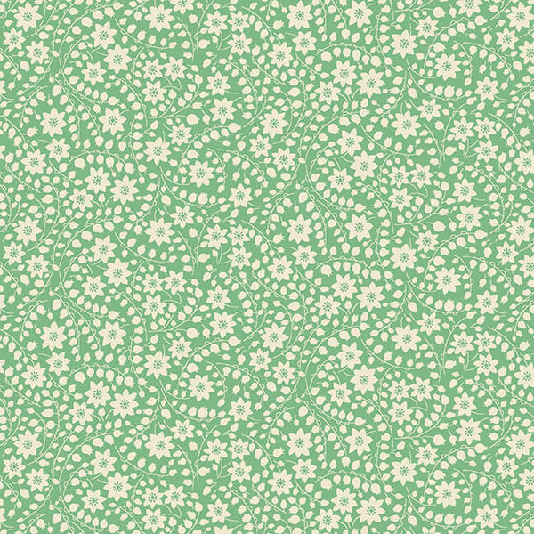 Nana Mae VI 30's Reproduction Quilt Fabric Monotone Floral Style 366-66 Green