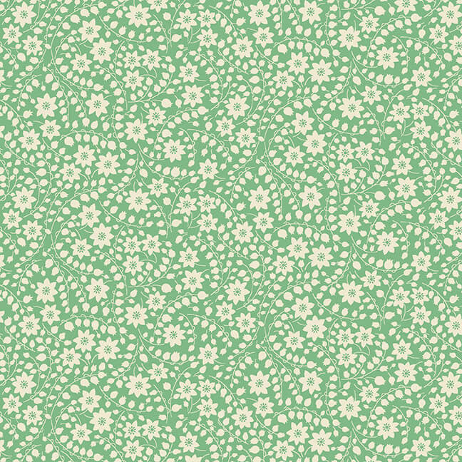 Nana Mae VI 30's Reproduction Quilt Fabric Monotone Floral Style 366-66 Green