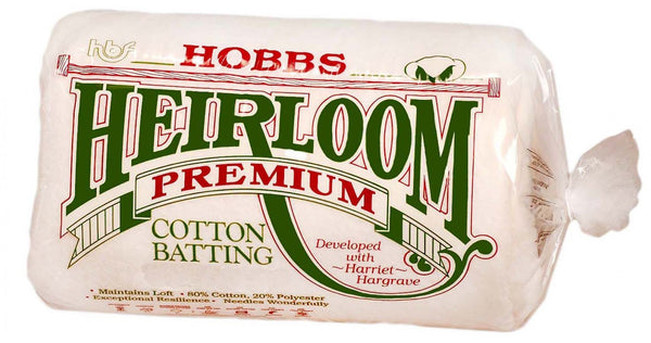 Hobbs Premium Heirloom Bleached 80/20 Cotton Poly Blend Batting 120" x 120" King