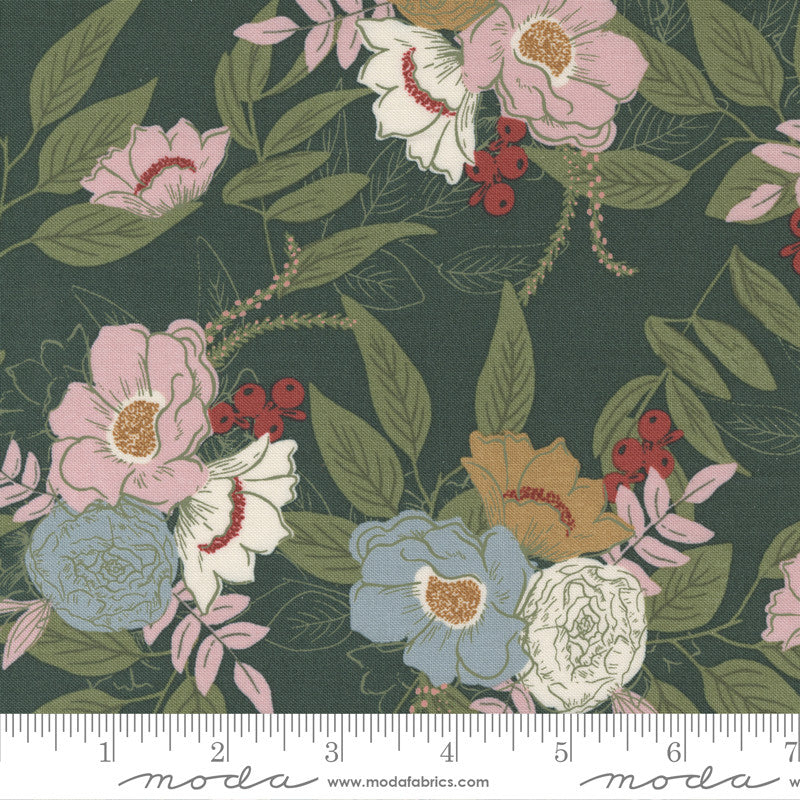 Moda Slow Stroll Quilt Fabric Gratitude Bouquet Style 45541/25 Pine