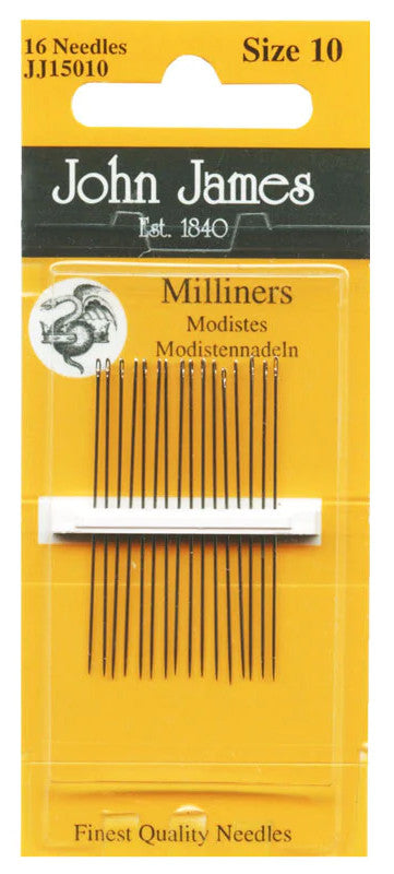 John James Milliners Needles Size 10 Package of 16