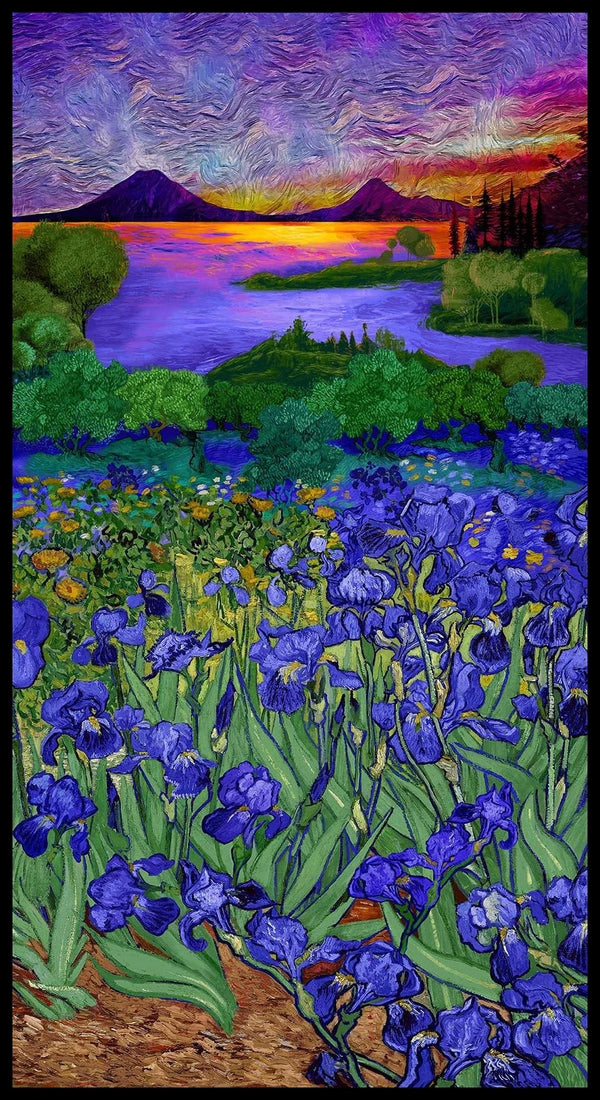 Timeless Treasures Wild Iris Landscape Quilt Fabric 24" x 44" Panel CD2330 Multi