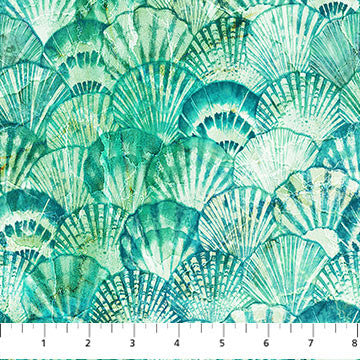 Northcott Vitamin Sea Quilt Fabric Clam Shells Style DP25419-64 Turquoise Multi