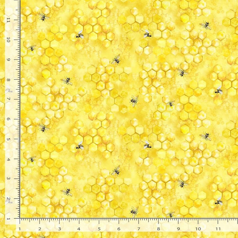 Honey Bee Farm Bee Honeycomb Quilt Fabric Style CD2392 Yellow